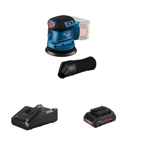 Ponceuse excentrique Ø125 mm GEX 185-LI + 1 batterie ProCore 18V 4 Ah + Chargeur GAL 18V-40 BOSCH