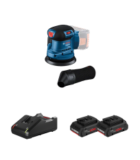 Ponceuse excentrique Ø125 mm GEX 185-LI + 2 batteries ProCore 18V 4 Ah + Chargeur GAL 18V-40 BOSCH