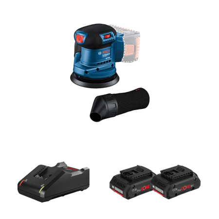 Ponceuse excentrique Ø125 mm GEX 185-LI + 2 batteries ProCore 18V 4 Ah + Chargeur GAL 18V-40 BOSCH