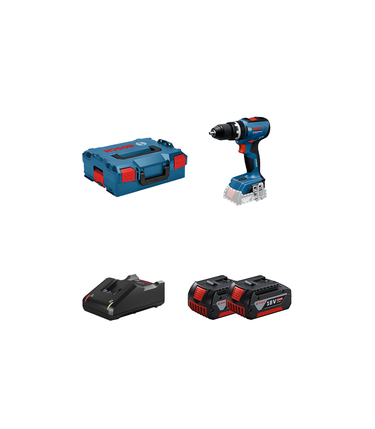 Perceuse-visseuse à percussion GSB 18V-65 + 2 batteries GBA 18V 4 Ah + Chargeur GAL 18V-40 BOSCH