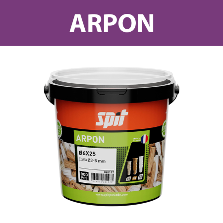 Seau 800 chevilles de fixation légère ARPON 6x25 SPIT
