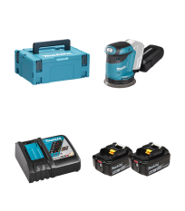 Ponceuse excentrique 18V Ø125mm DBO180ZJ + 2 batteries BL1850B 18V 5 Ah + chargeur rapide DC18RC MAKITA