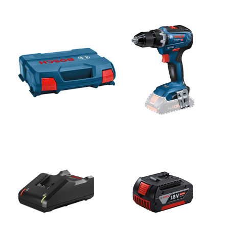 Perceuse-visseuse GSR 18V-55 en coffret L-CASE + 1 batterie GBA 18V 4 Ah + Chargeur GAL 18V-40 BOSCH