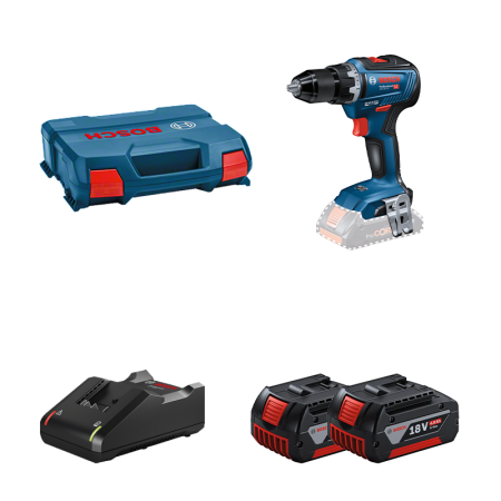 Perceuse-visseuse GSR 18V-55 en coffret L-CASE + 2 batteries GBA 18V 4 Ah + Chargeur GAL 18V-40 BOSCH