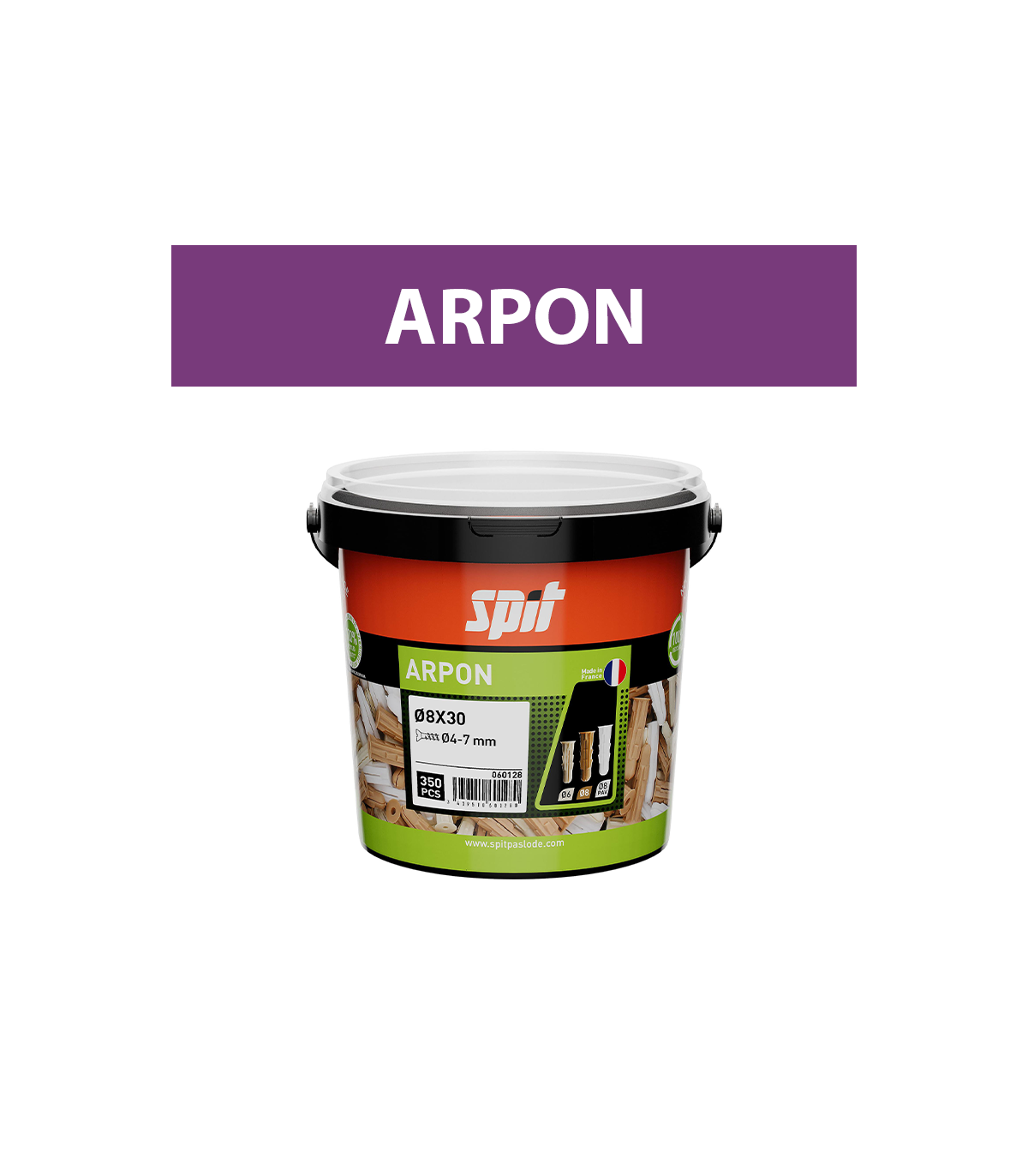 Seau 350 chevilles de fixation légère ARPON 8x30 SPIT