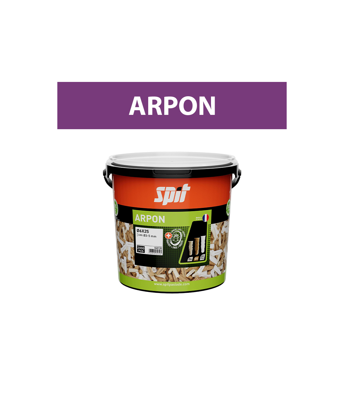 Seau 2000 chevilles de fixation légère ARPON 6x25 SPIT