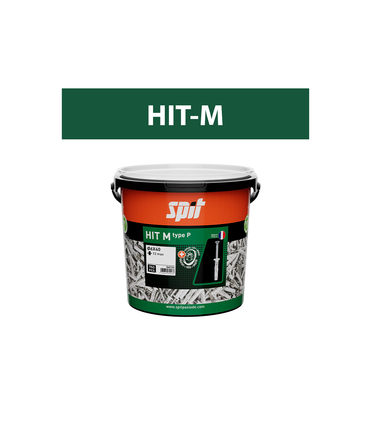 Seau 750 chevilles de fixation légère HIT-M 6x40/12P SPIT