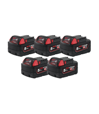 Pack de 5 batteries M18 B5 18V 5 Ah MILWAUKEE