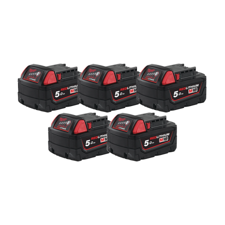 Pack de 5 batteries M18 B5 18V 5 Ah MILWAUKEE