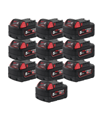 Pack de 10 batteries M18 B5 18V 5 Ah MILWAUKEE