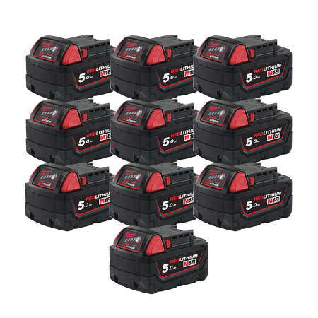 Pack de 10 batteries M18 B5 18V 5 Ah MILWAUKEE