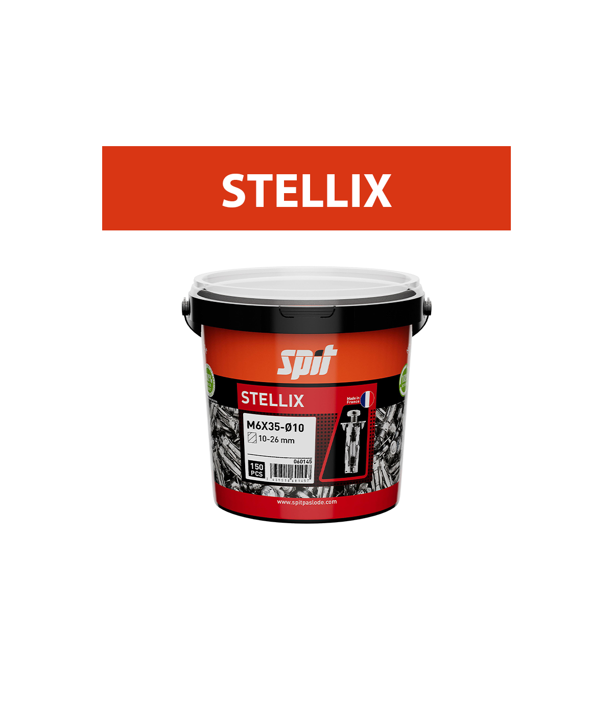 Seau 150 chevilles STELLIX 6x35/15 + VIS pour plaques de plâtre SPIT