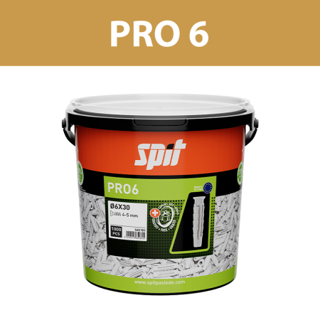 Seau 1000 chevilles à fixation légère nylon PRO6 6x30 SANS VIS SPIT