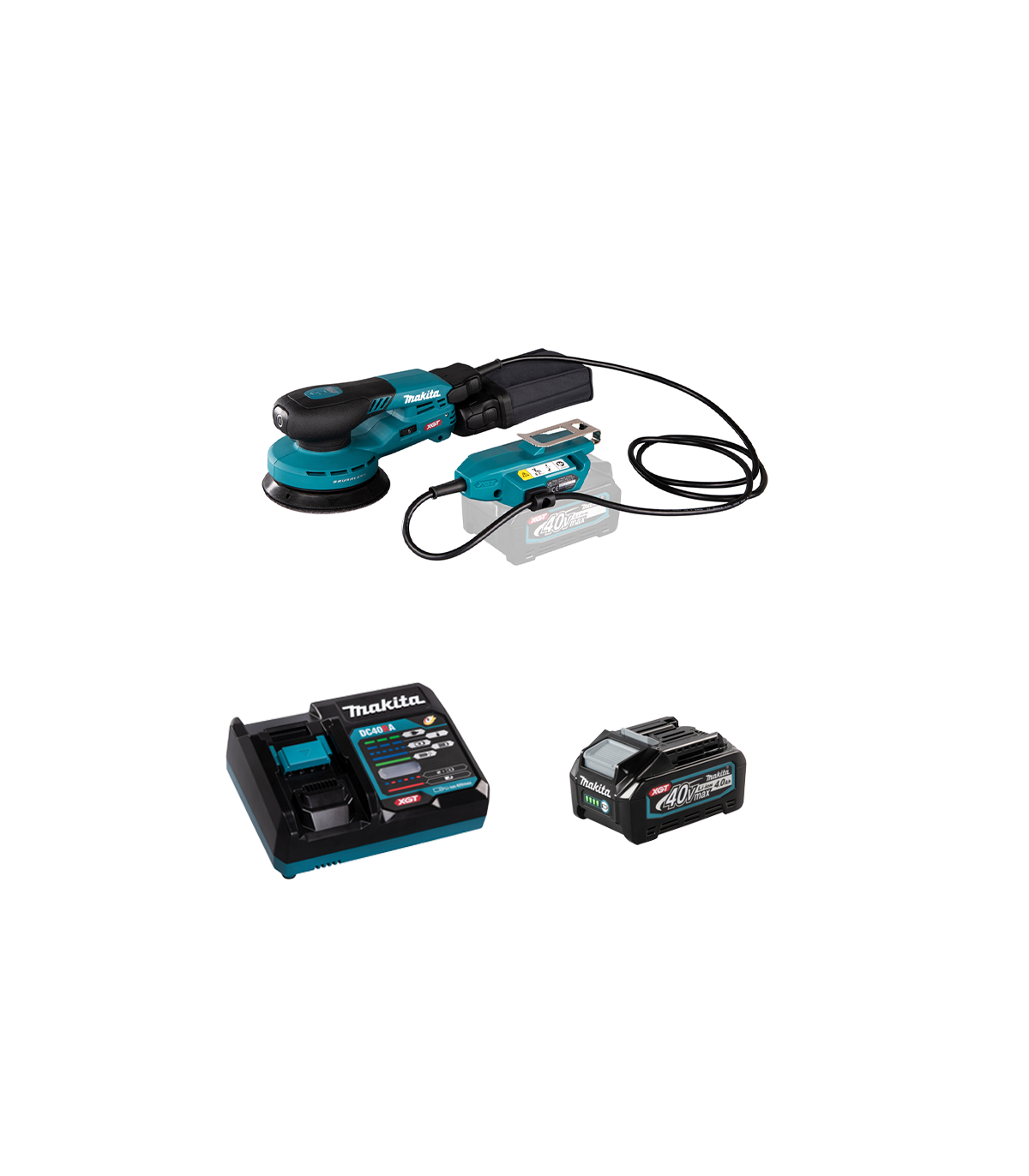 Ponceuse excentrique 40V Ø125 mm BO001CGZ + 1 batterie 40V 4 Ah + chargeur rapide DC40RA MAKITA