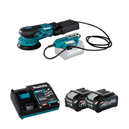 Ponceuse excentrique 40V Ø125 mm BO001CGZ + 2 batteries 40V 4 Ah + chargeur rapide DC40RA MAKITA