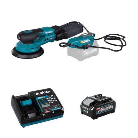 Ponceuse excentrique 40V Ø150 mm BO002CGZ + 1 batterie 40V 4 Ah + chargeur rapide DC40RA MAKITA