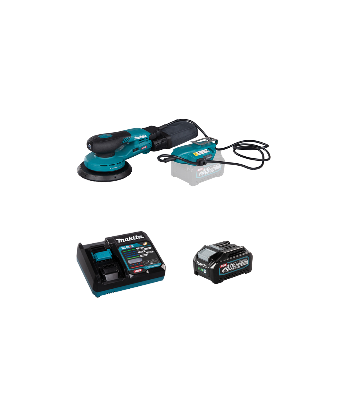 Ponceuse excentrique 40V Ø150 mm BO002CGZ + 1 batterie 40V 4 Ah + chargeur rapide DC40RA MAKITA