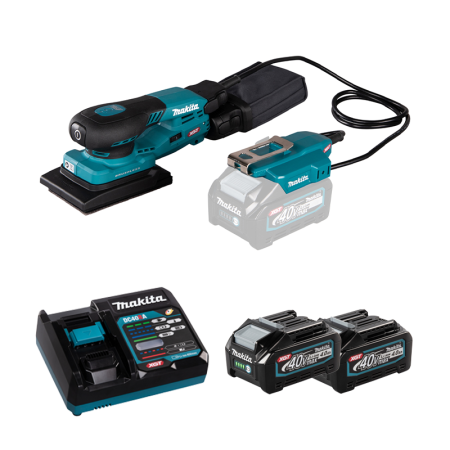 Ponceuse vibrante 40V BO005CGZ + 2 batteries 40V 4 Ah + chargeur rapide DC40RA MAKITA