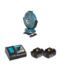 Ventilateur de chantier 18 / 40V LXT-XGT CF003GZ + 2 batteries BL1850B 18V 5 Ah + chargeur rapide DC18RC MAKITA