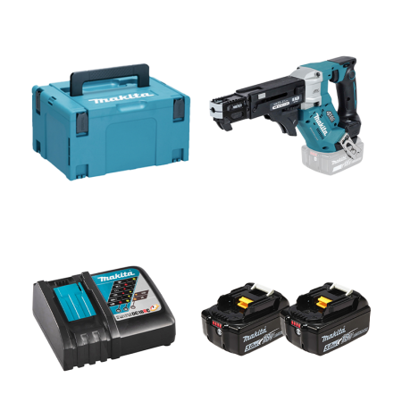 Visseuse automatique 20-41 mm 18V DFR453ZJ + 2 batteries BL1850B 18V 5 Ah + chargeur rapide DC18RC MAKITA
