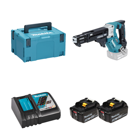 Visseuse automatique 25-55 mm 18V DFR552ZJ + 2 batteries BL1850B 18V 5 Ah + chargeur rapide DC18RC MAKITA
