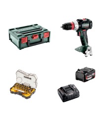 Pack perceuse-visseuse BS 18 LT BL Q + 1 batterie 18V 4 Ah + 1 chargeur rapide ACS 145 + 1 coffret de 30 embouts METABO
