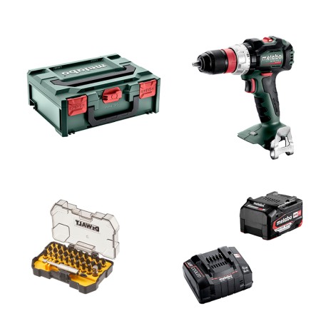 Pack perceuse-visseuse BS 18 LT BL Q + 1 batterie 18V 4 Ah + 1 chargeur rapide ACS 145 + 1 coffret de 30 embouts METABO