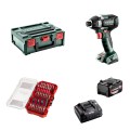 Pack visseuse à chocs 18V SSD 18 LT 200 BL + 1 batterie 18V 4 Ah + 1 chargeur ASC 145 + 1 coffret 35 pièces Shockwave METABO