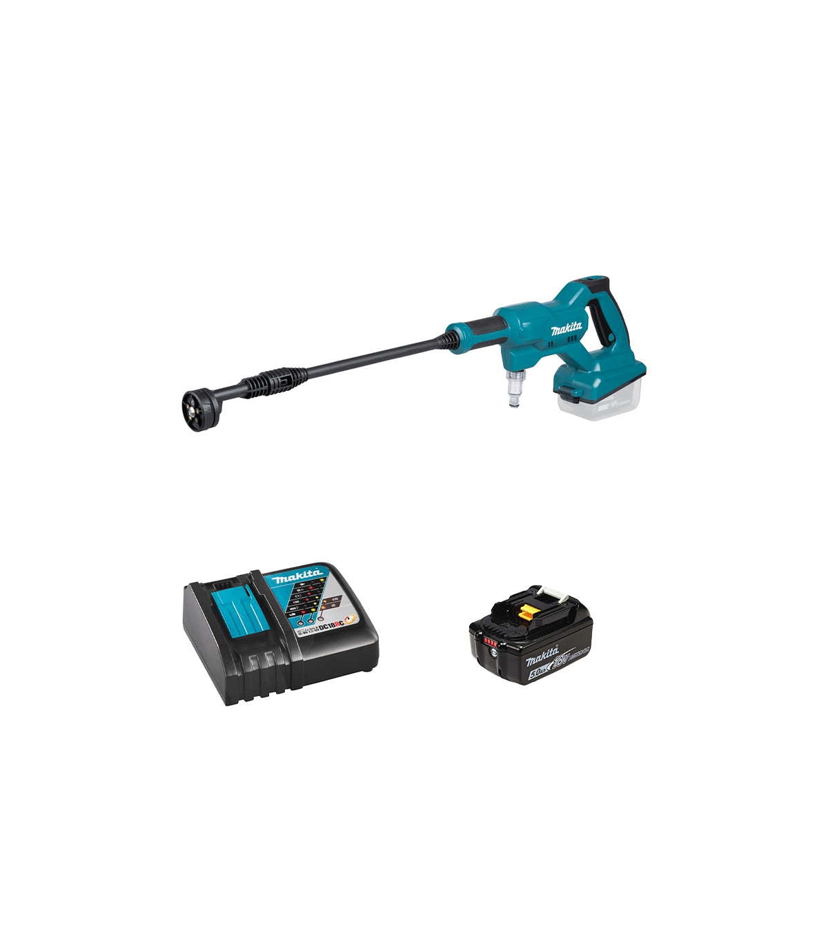 Nettoyeur à pression 18V 24 bar DHW180Z + 1 batterie BL1850B 18V 5 Ah + chargeur rapide DC18RC MAKITA