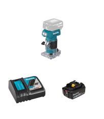 Affleureuse 18V Ø6 mm DRT52Z + 1 batterie BL1850B 18V 5 Ah + 1 chargeur rapide DC18RC MAKITA