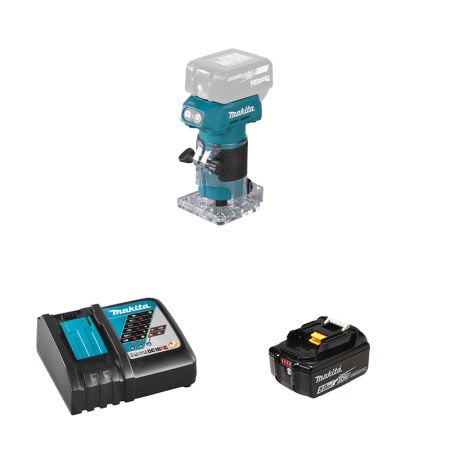Affleureuse 18V Ø6 mm DRT52Z + 1 batterie BL1850B 18V 5 Ah + 1 chargeur rapide DC18RC MAKITA