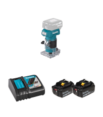 Affleureuse 18V Ø6 mm DRT52Z + 2 batteries BL1850B 18V 5 Ah + 1 chargeur rapide DC18RC MAKITA