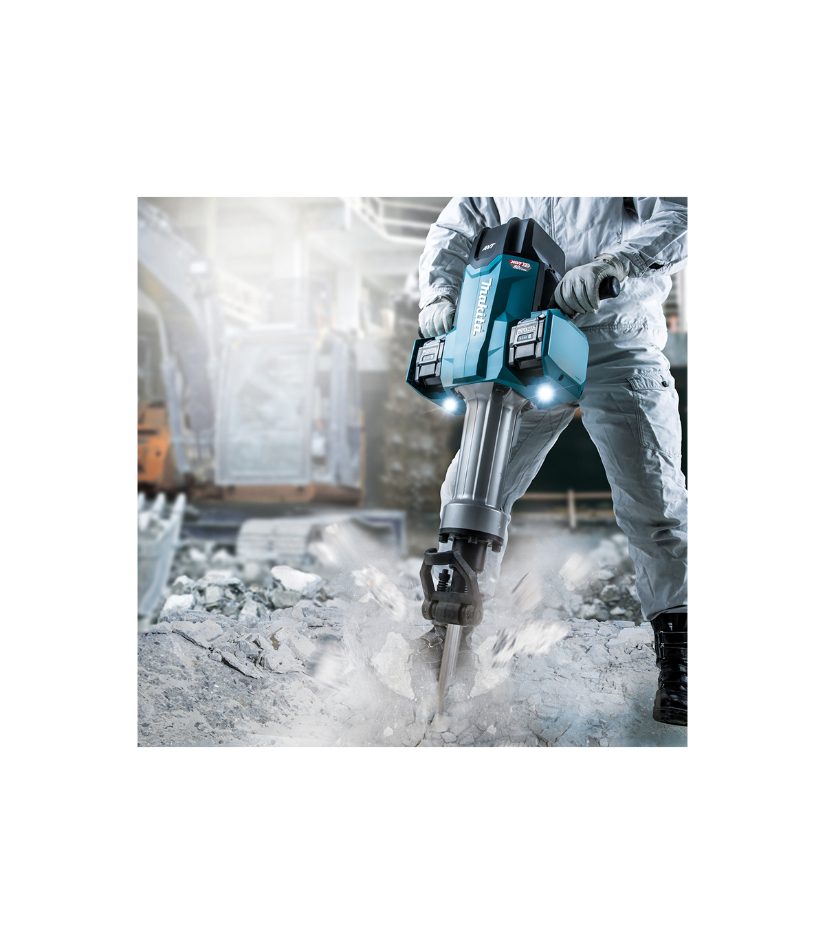 Marteau-piqueur 2x40V 4400W 72,8 J HM004GZ01 + 2 batteries 40V 4 Ah + chargeur rapide DC40RA MAKITA