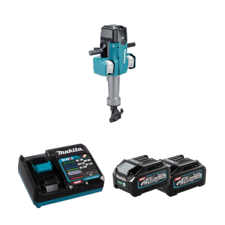 Marteau-piqueur 2x40V 4400W 72,8 J HM004GZ01 + 2 batteries 40V 4 Ah + chargeur rapide DC40RA MAKITA
