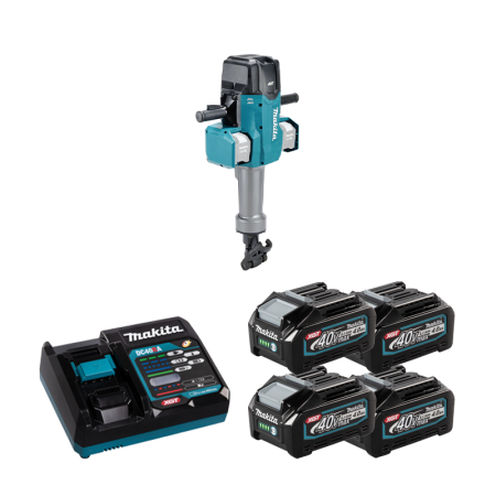 Marteau-piqueur 2x40V 4400W 72,8 J HM004GZ01 + 4 batteries 40V 4 Ah + chargeur rapide DC40RA MAKITA
