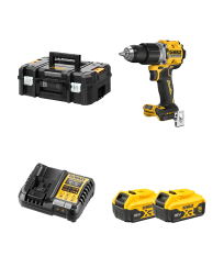 Perceuse-visseuse à percussion 18V DCD805NT-XJ + 2 batteries 18V 5 Ah + chargeur DCB1104-QW DEWALT
