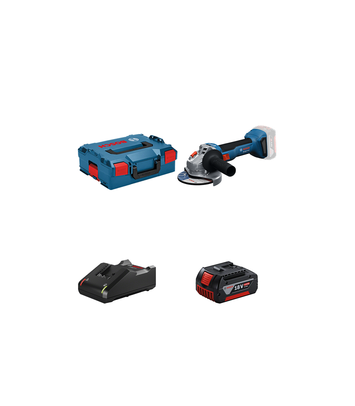 Meuleuse Ø125 mm GWS 18V-8 + 1 batterie GBA 18V 4 Ah + Chargeur GAL 18V-40 BOSCH