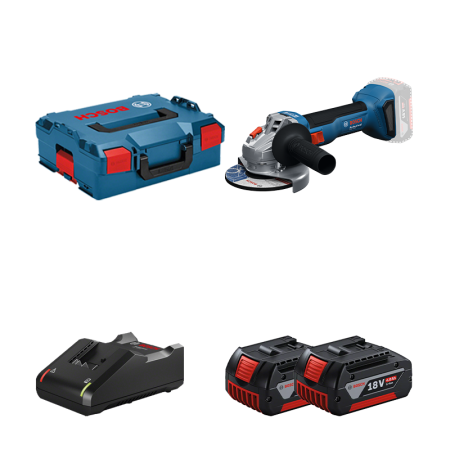 Meuleuse Ø125 mm GWS 18V-8 + 2 batteries GBA 18V 4 Ah + Chargeur GAL 18V-40 BOSCH