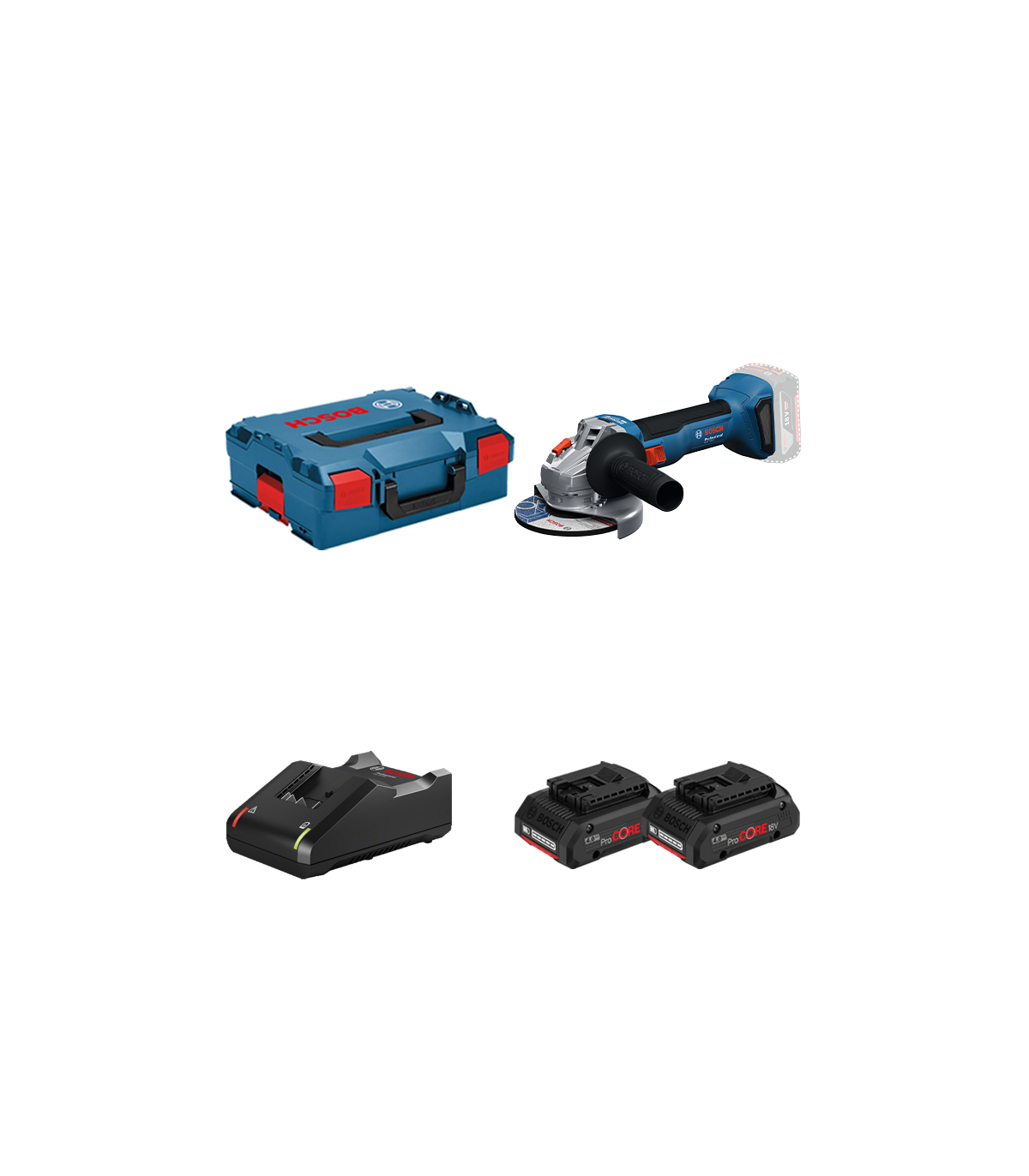 Meuleuse Ø125 mm GWS 18V-8 + 2 batteries ProCore 18V 4 Ah + Chargeur GAL 18V-40 BOSCH