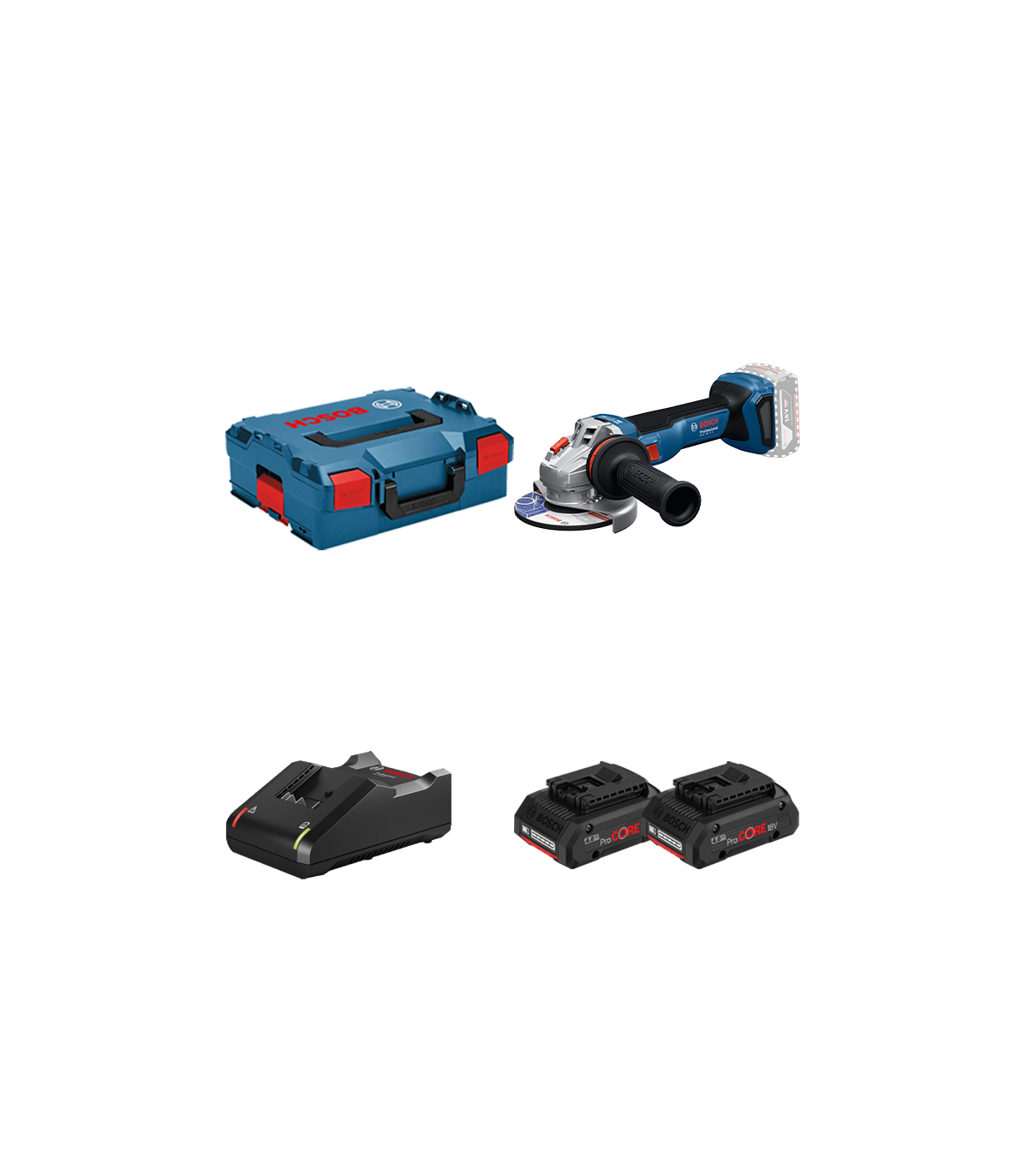 Meuleuse Ø125 mm GWS 18V-11 S + 2 batteries ProCore 18V 4 Ah + Chargeur GAL 18V-40 BOSCH