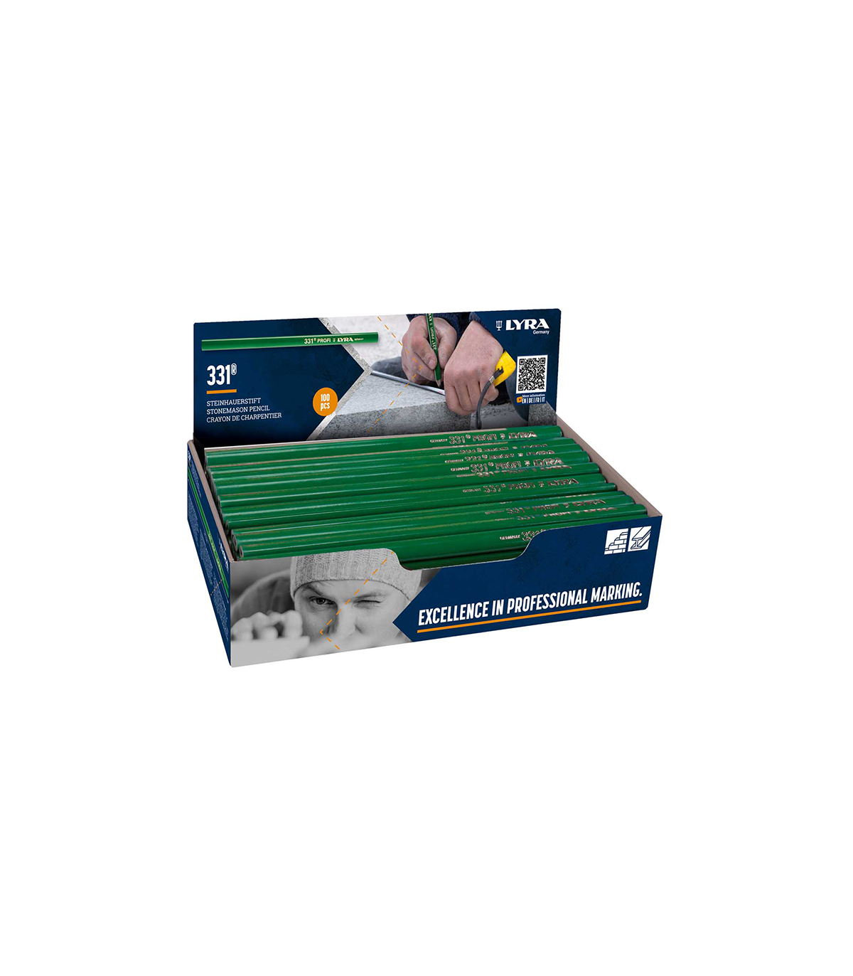 Lot de 100 Crayon de maçon 30cm 331 PROFI 10H LYRA
