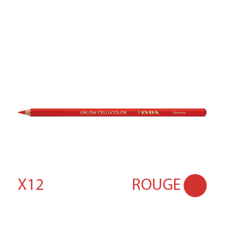 Lot de 12 Crayons universels 17,8cm ORLOW CELLUCOLOR Rouge LYRA