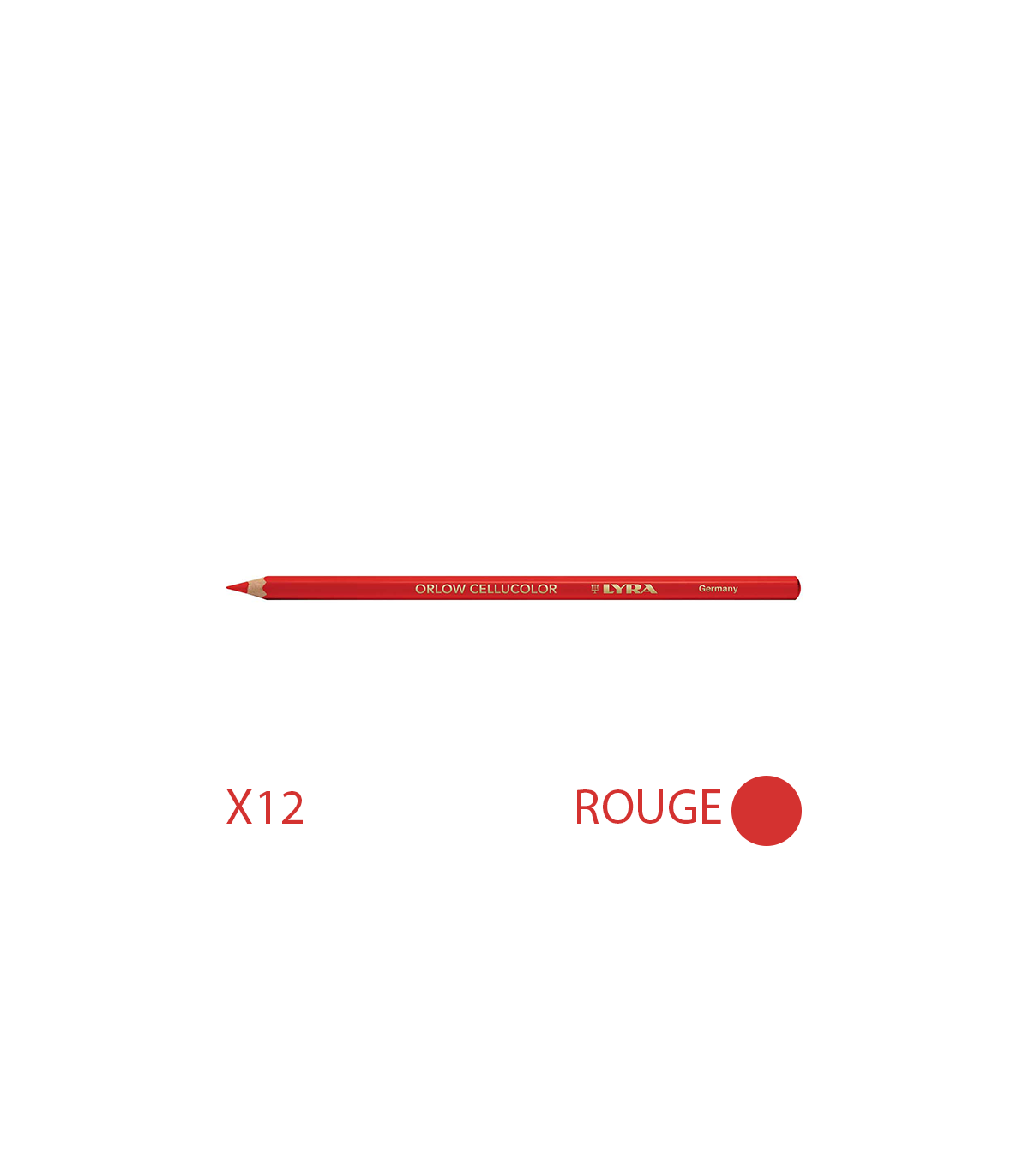 Lot de 12 Crayons universels 17,8cm ORLOW CELLUCOLOR Rouge LYRA