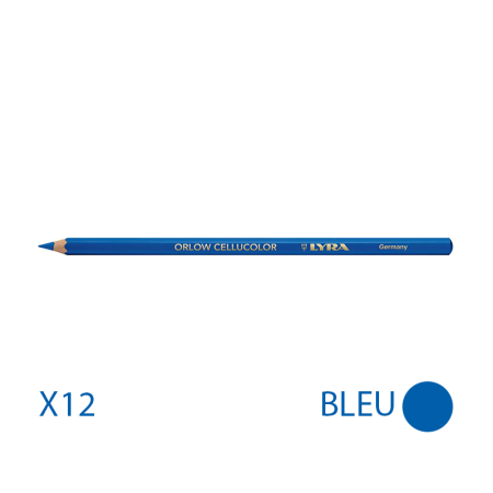 Lot de 12 Crayons universels 17,8cm ORLOW CELLUCOLOR Bleu LYRA