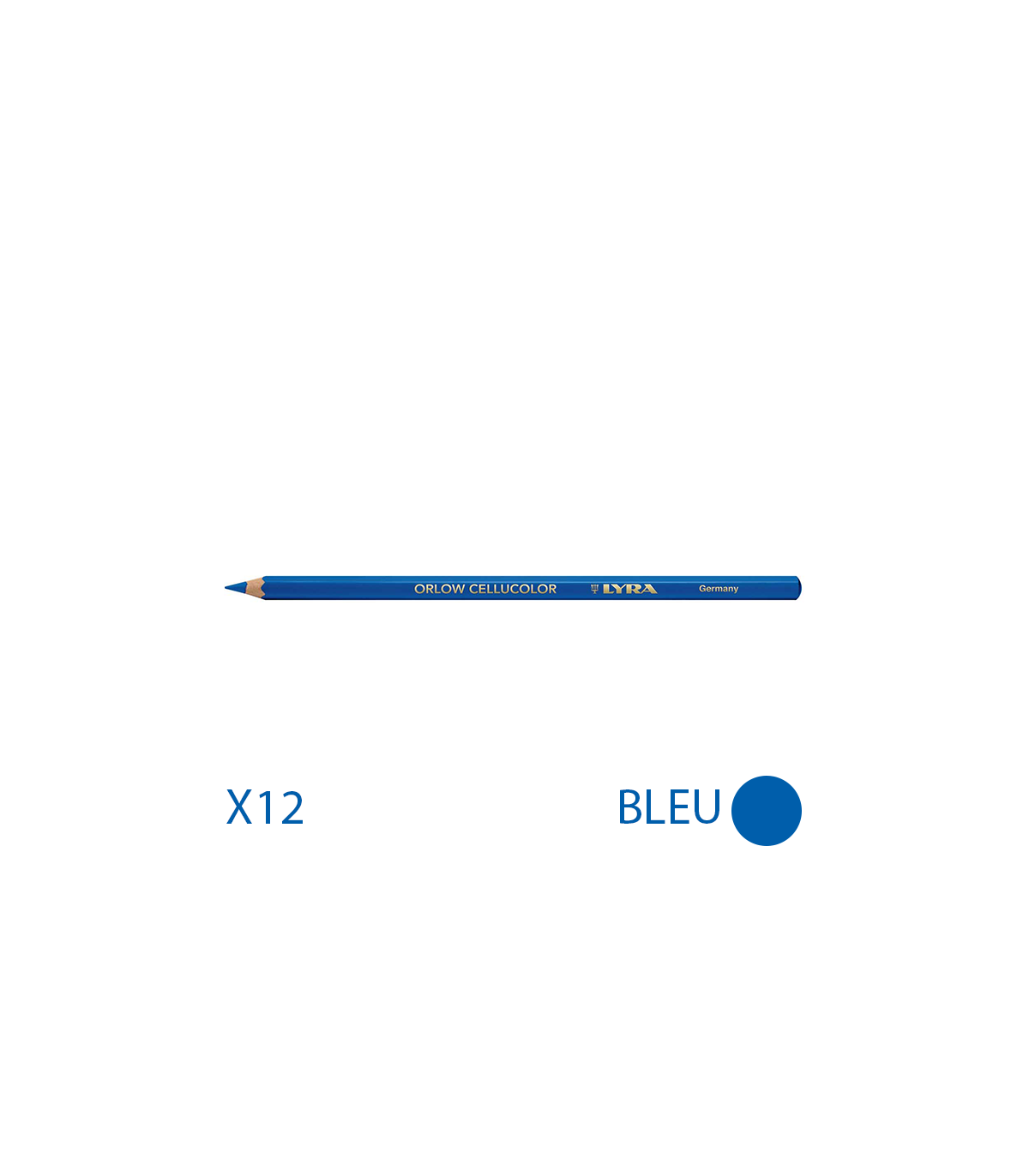 Lot de 12 Crayons universels 17,8cm ORLOW CELLUCOLOR Bleu LYRA