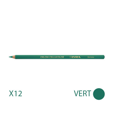 Lot de 12 Crayons universels 17,8cm ORLOW CELLUCOLOR Vert LYRA