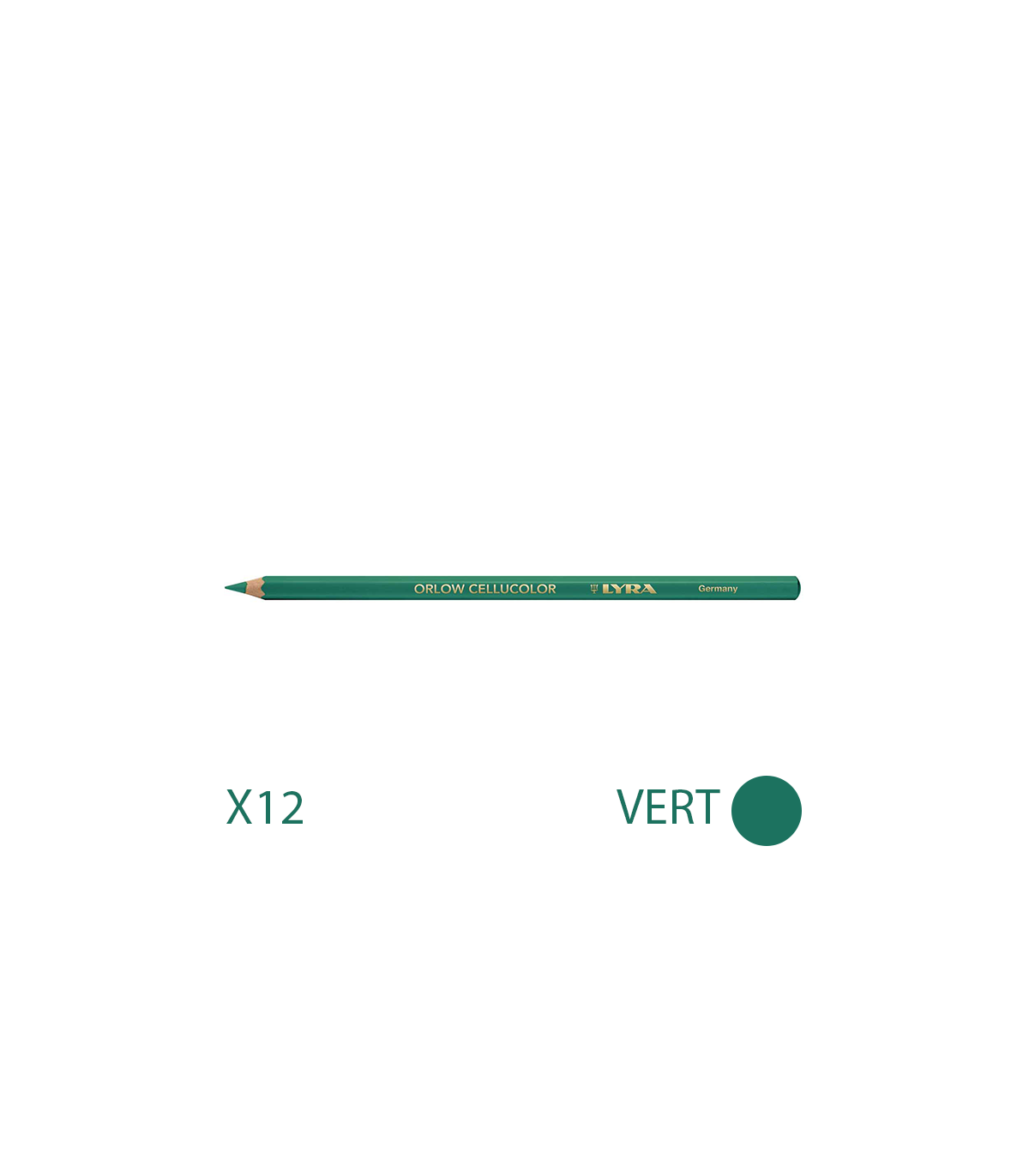 Lot de 12 Crayons universels 17,8cm ORLOW CELLUCOLOR Vert LYRA