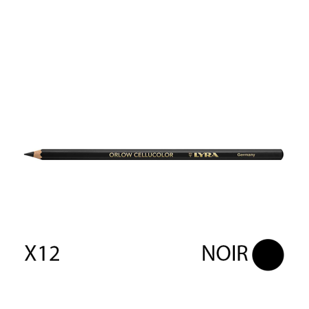 Lot de 12 Crayons universels 17,8cm ORLOW CELLUCOLOR Noir LYRA