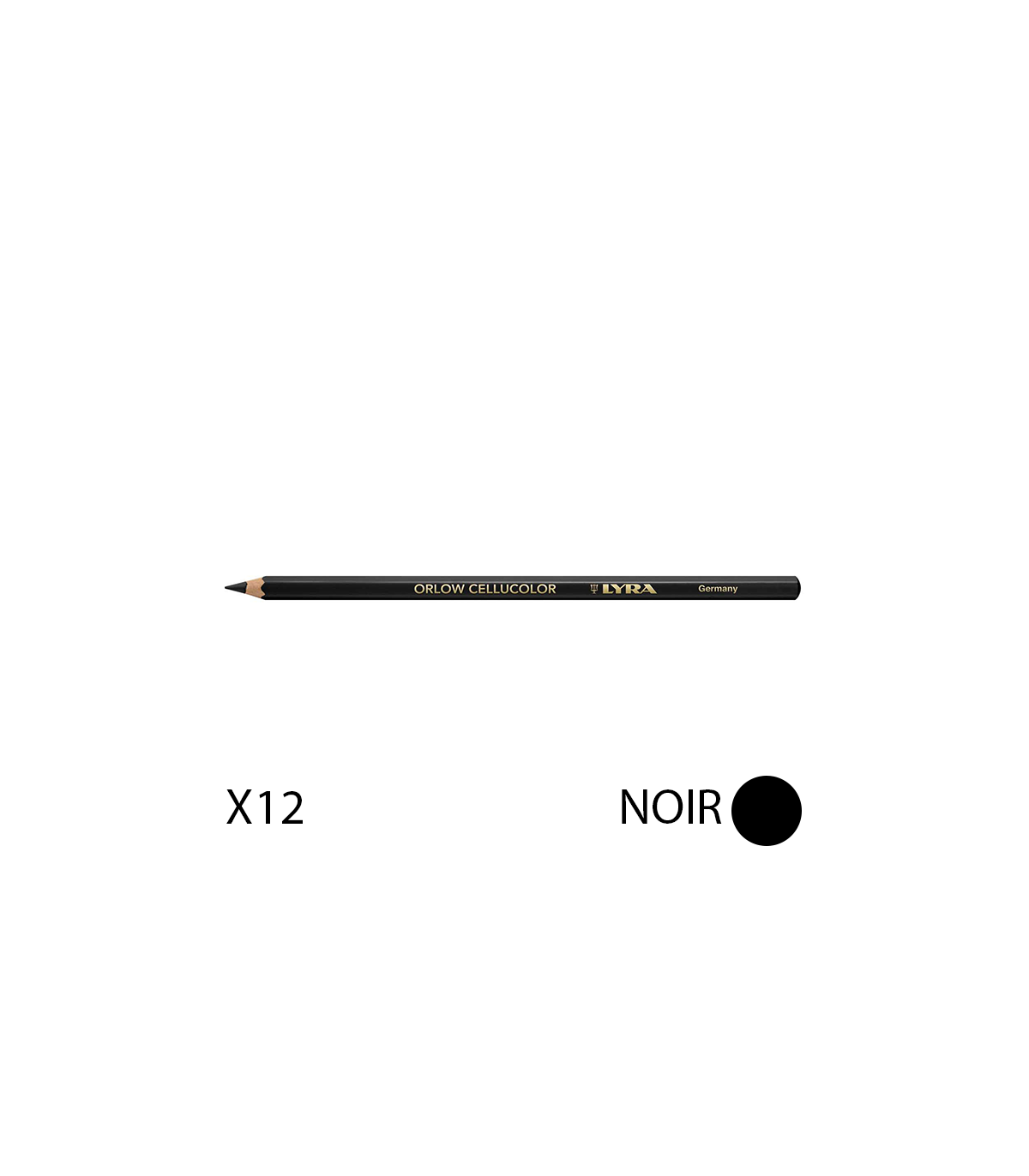 Lot de 12 Crayons universels 17,8cm ORLOW CELLUCOLOR Noir LYRA
