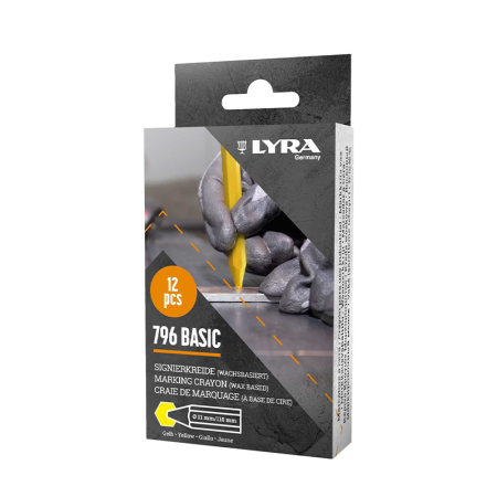 Lot de 12 Craies de marquage à la cire 796 BASIC Jaune LYRA